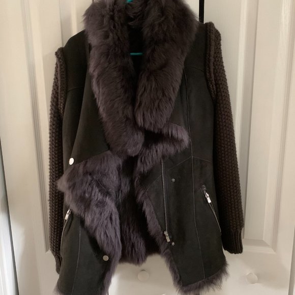 New Armando Diaz Stylish, Beautiful, Gray Genuine Toscana Lamb Shearling Jacket - Picture 9 of 9